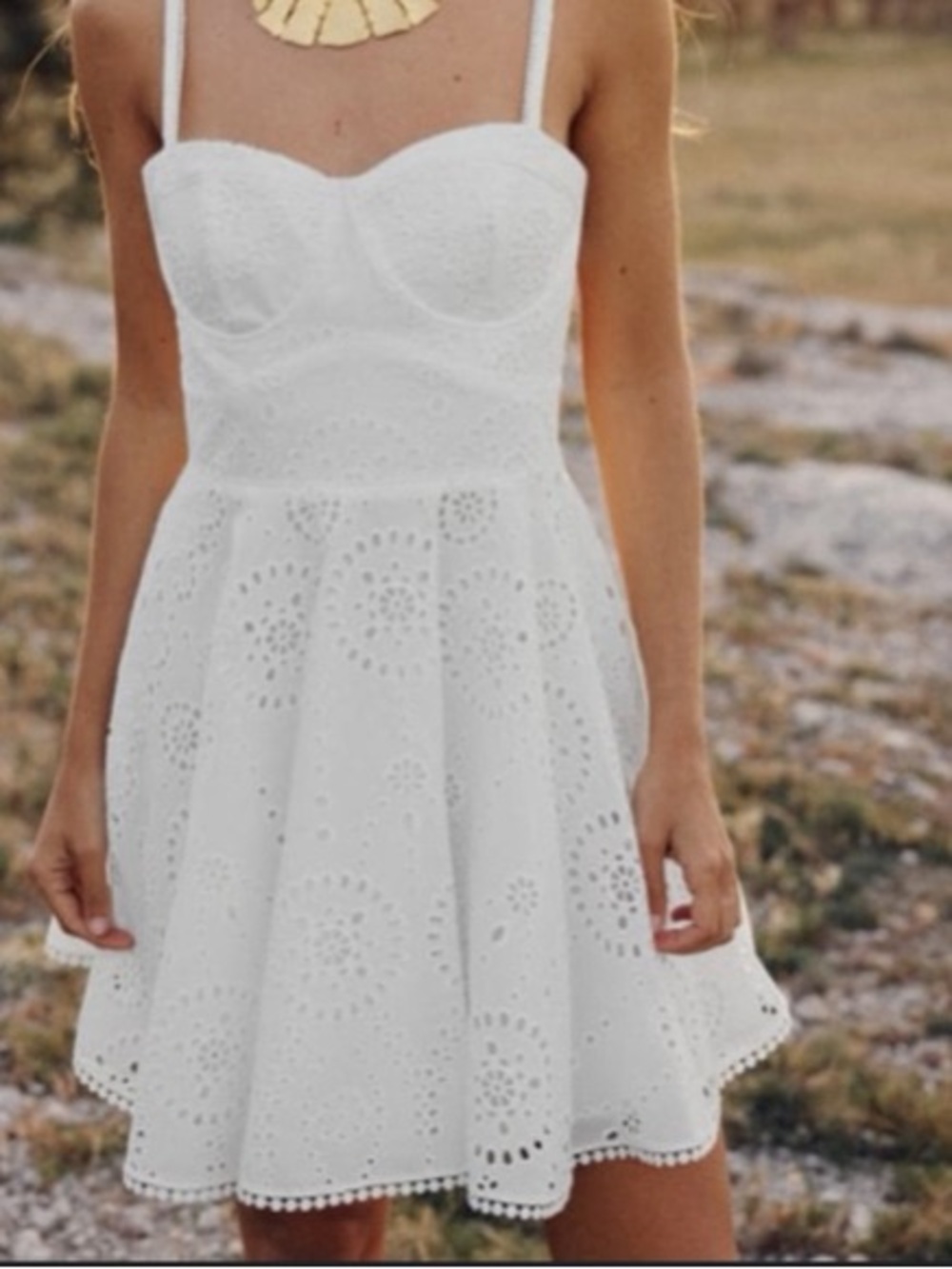 Zara embroidered Eyelet white bustier dress